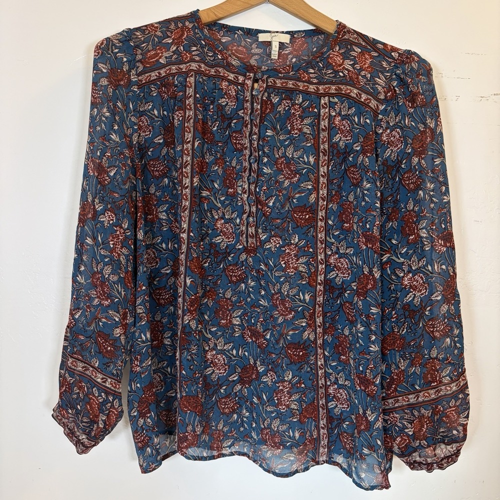 Joie Top Womens Small Multicolor 100% Silk Spring Floral Garden Casual Career‎